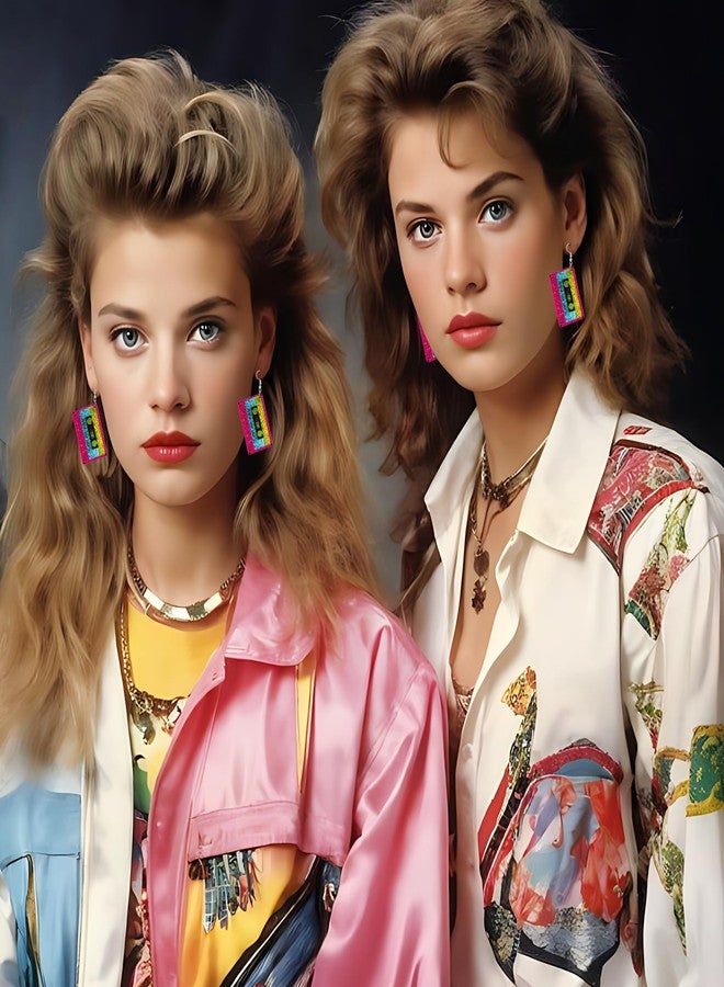 Mintolex 70s 80s 90s Earrings for Women Retro Cassette Tape Earrings Acrylic Radio Tape Drop Dangle Earrings for Cosplay Glow Party Music Festival 70s 80s 90s Accessories, Sparkly Back to 90S Tape - Image 3